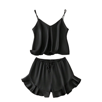 Dam Pyjamas Set med Volanger och Shorts i Mjuk Bomull 4