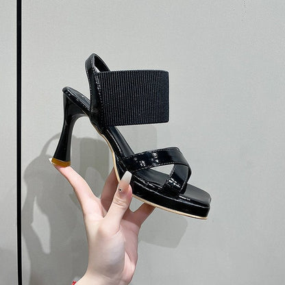 Dam Platå Sandaler Bred Rem Hög Häl Syntetisk 2