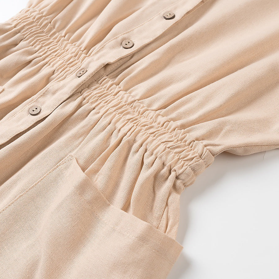 Dam Jumpsuit Med Elastisk Midja Och Praktiska Fickor Lätt Andningsbart Tyg-4