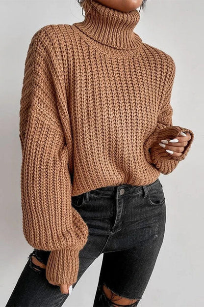 Dam Turtleneck Tröja Vadderad Akryl Elegant Minimalistisk Stil-1