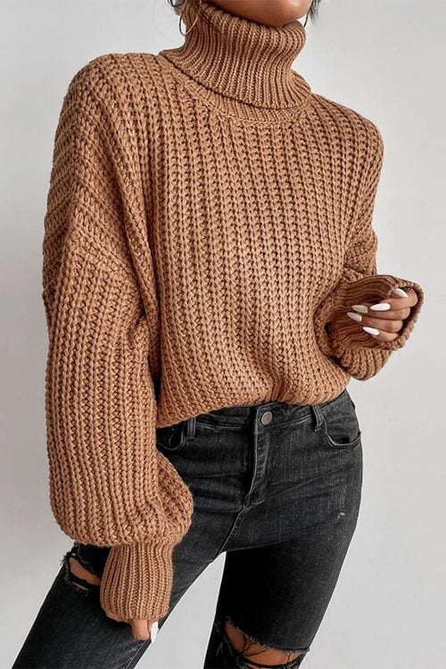 Dam Turtleneck Tröja Vadderad Akryl Elegant Minimalistisk Stil-1
