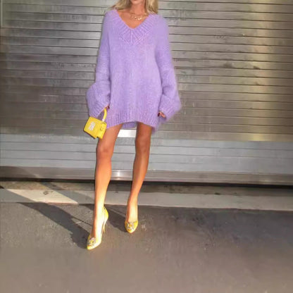 Variant image for Kvinnors V-ringningströja Lätt Ull med Stora Ärmar-1