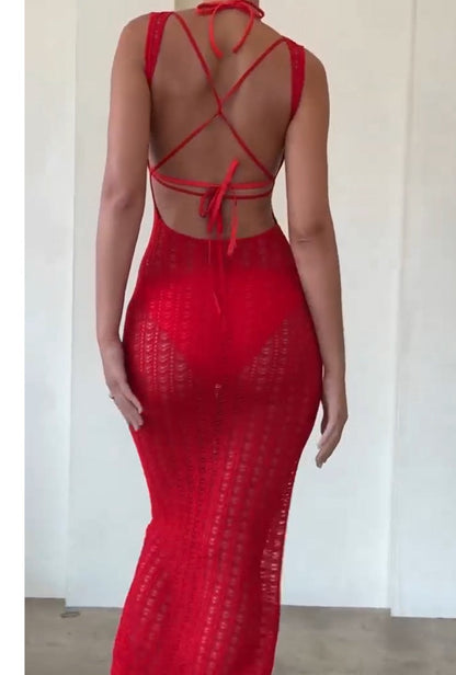 Kvinnors Axellös Klänning Lång Polyester Spandex-4