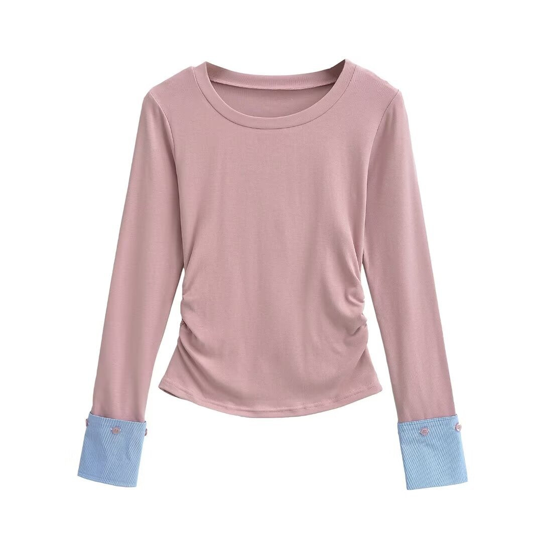 Dam T-shirt Slim Fit Randig 100% Bomull-4