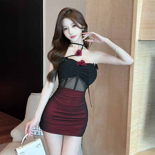 Damklänning Off-Shoulder Kort Bodycon Polyester 1