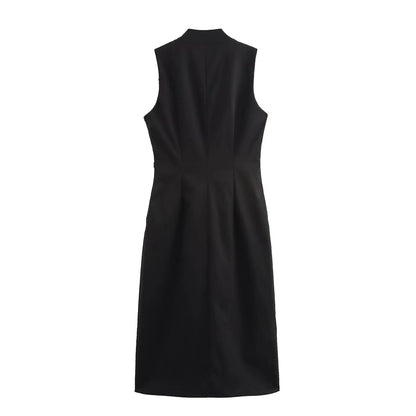 Kvinnors Knälängdsklänning Modern Krage Andningsbart Material 2