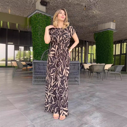 Kvinnors Byxor Set Blommönstrad Polyester Avslappnad Stil-4