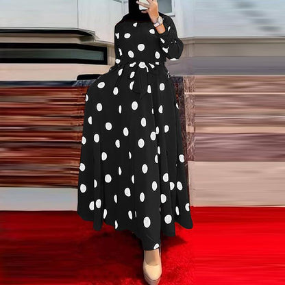 Variant image for Dam Klänning Långärmad Prickig Polyester Midilängd Elegant-1