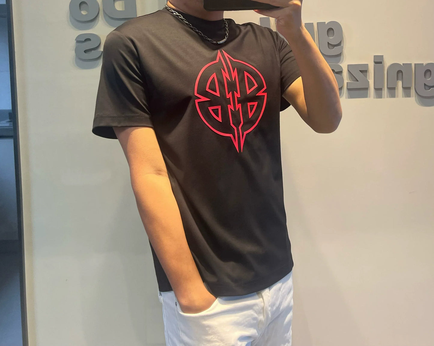 Herr T-Shirt Geometrisk Design 100% Bomull 5