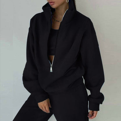 Variant image for Kvinnors Sport Set Fleece med Långa Ärmar och Dragkedja-19
