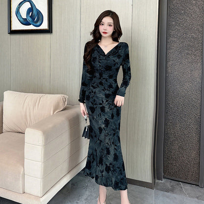 Variant image for Kvinnors Bodycon Klänning V-hals med Volanger Polyester-1