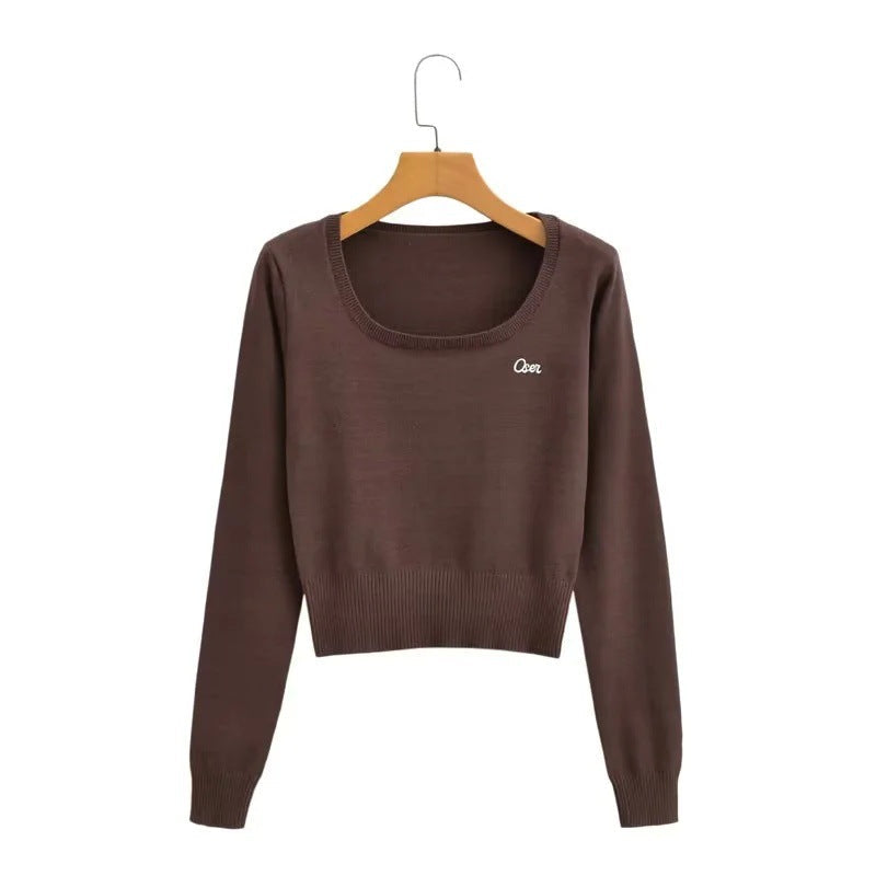 Kvinnor Crop Top U-hals Mjuk Bomullsmix Ribbstruktur Snäv Passform 3