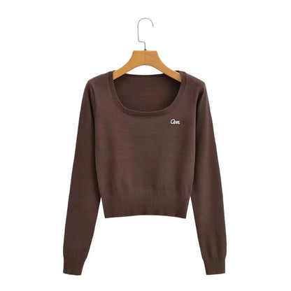 Kvinnor Crop Top U-hals Mjuk Bomullsmix Ribbstruktur Snäv Passform 6