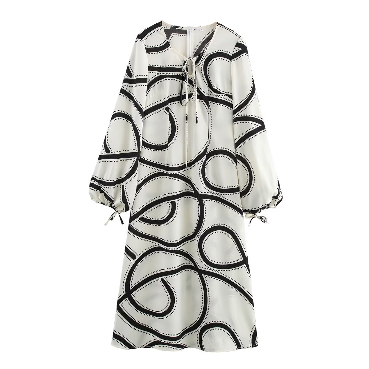 Damklänning A-Linje V-ringning Lykta Ärmar Polyester-1