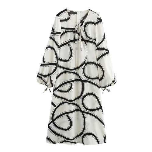 Damklänning A-Linje V-ringning Lykta Ärmar Polyester-1