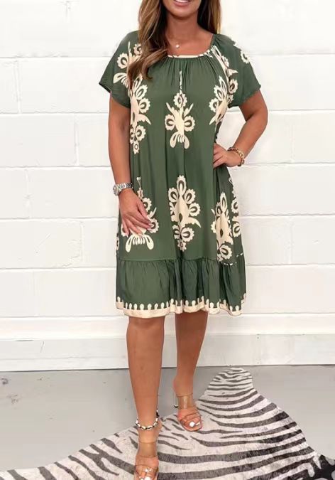 Variant image for Dam Klänning Kortärmad Utskriven Polyester-25