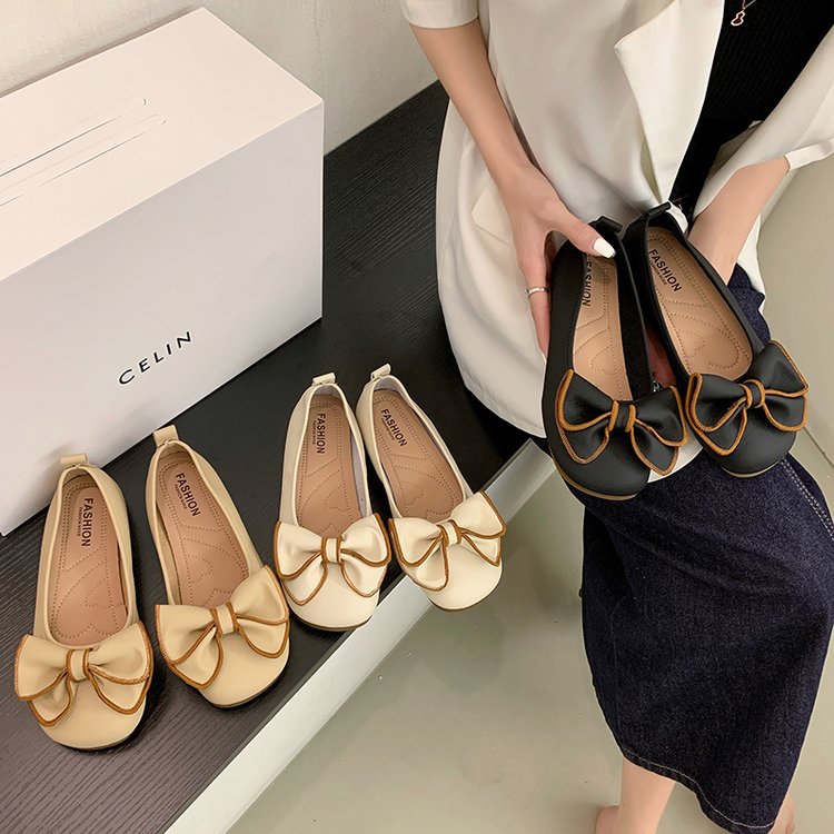 Kvinnors Ballerinas med Dekorativ Slinga Syntetiskt Läder och Icke-Slip Sula 4