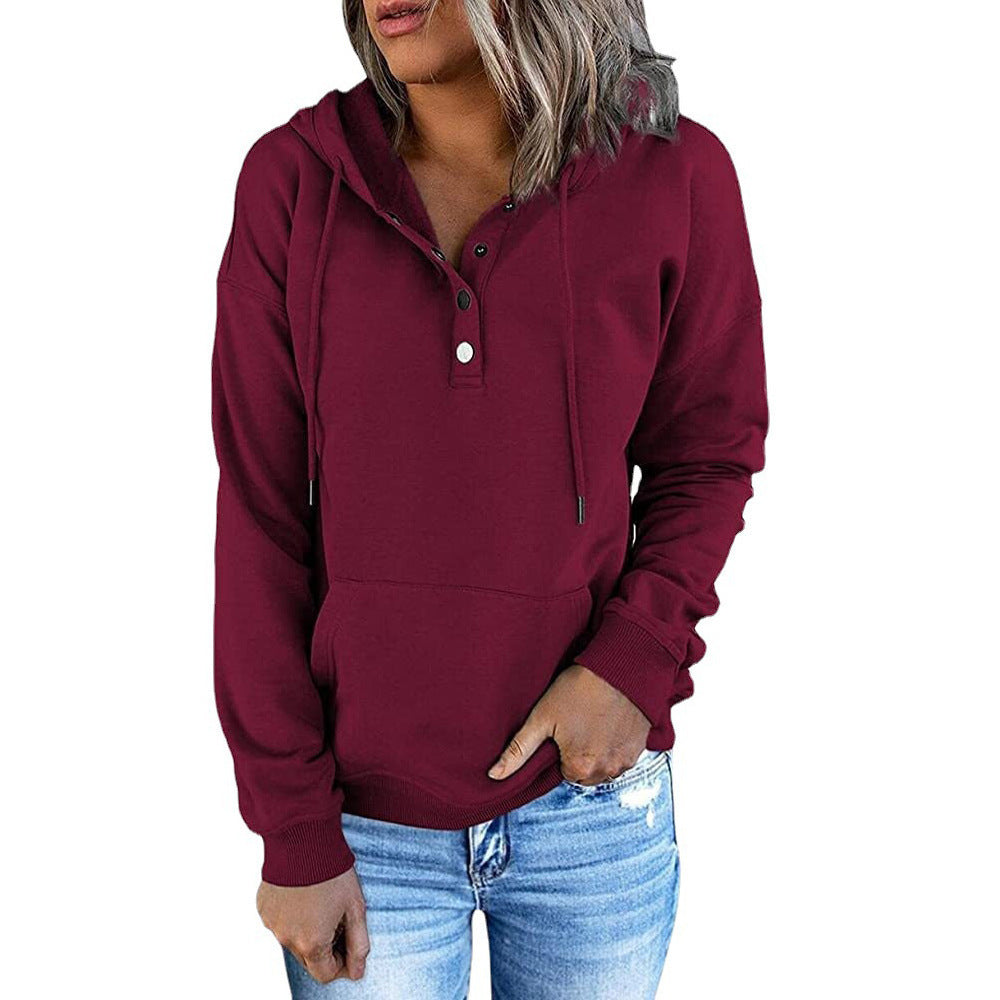 Dam Lång Hoodie Avslappnad Färgblock 100% Bomull-5