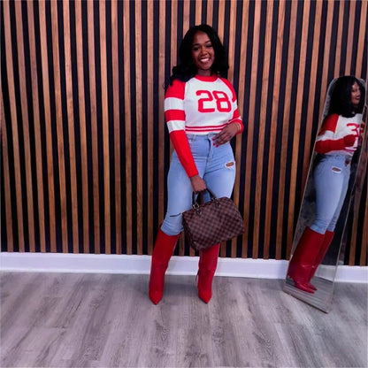 Dam Långärmad T-shirt Rundhalsad Polyester för Vardagsbruk-4