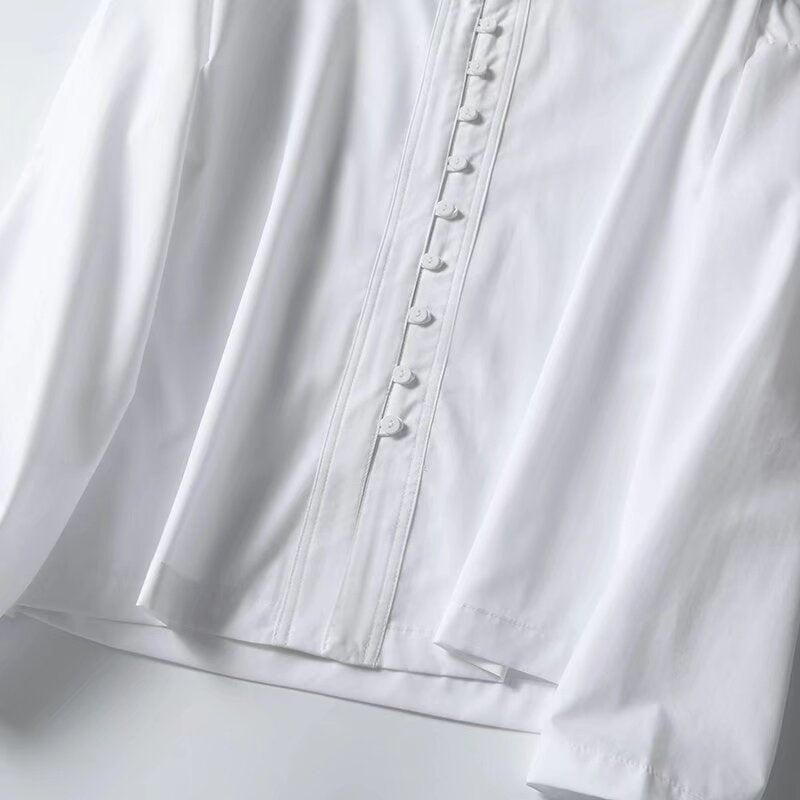 Dam Skjorta Långärmad Monokrom 100% Bomull-4