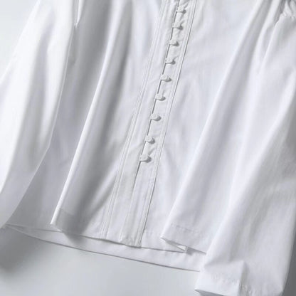Dam Skjorta Långärmad Monokrom 100% Bomull-4