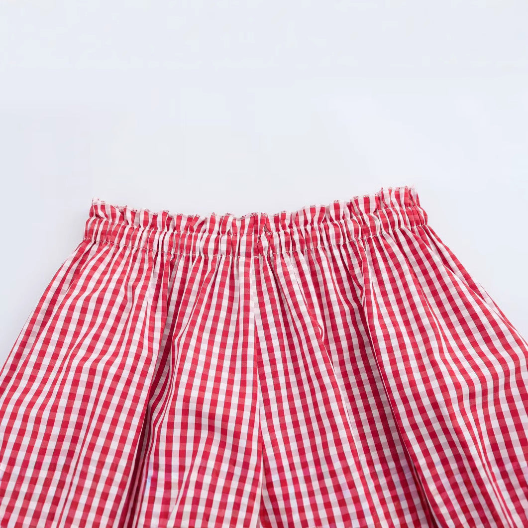 Dam Shorts Rutig Polyester Avslappnad Passform-4
