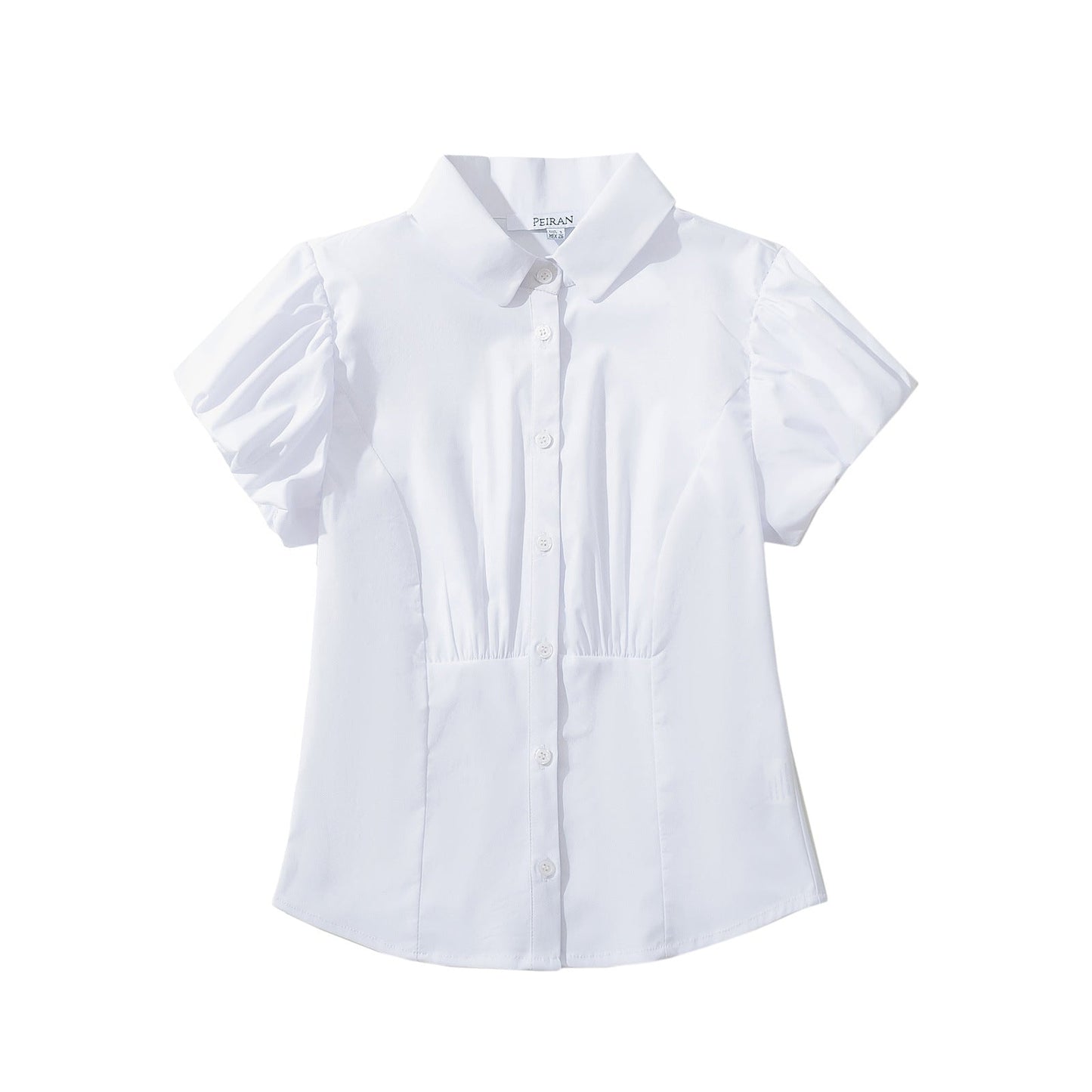 Variant image for Kvinna Blus Kortärmad Puffärmar Lätt Tyg-1