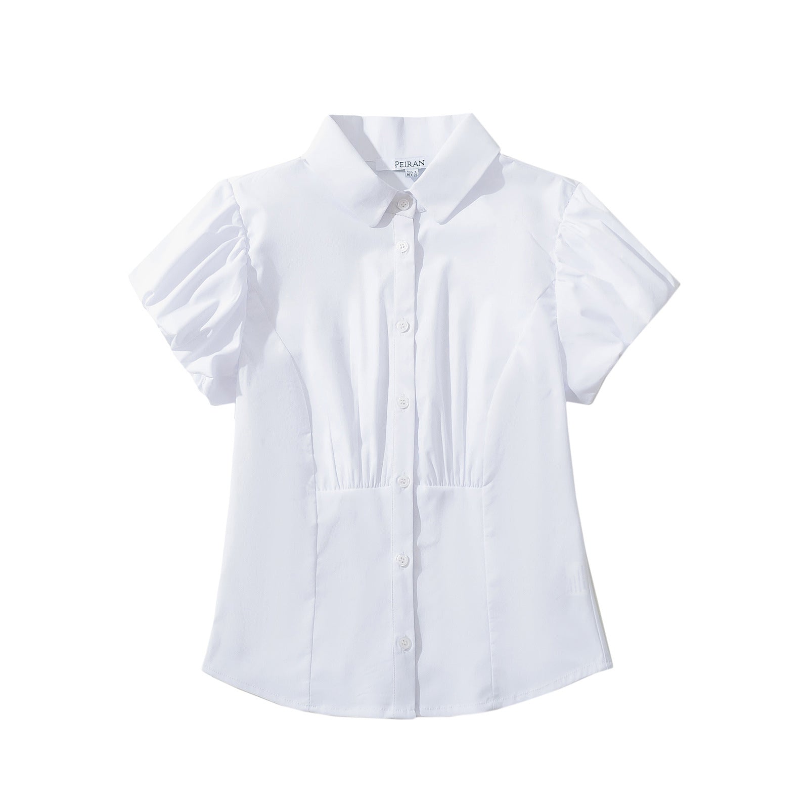Variant image for Kvinna Blus Kortärmad Puffärmar Lätt Tyg-1