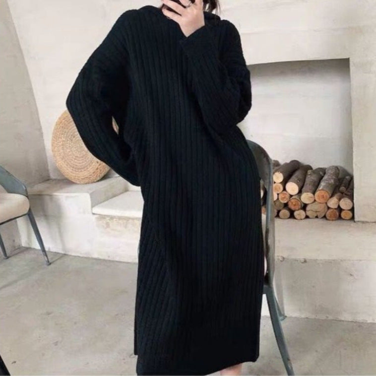 Dam Midiklänning Löst Snitt Polyester med Långa Ärmar-4