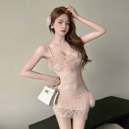 Variant image for Dam Spetsklänning Kort Kjol Elegant Spets Polyester-4