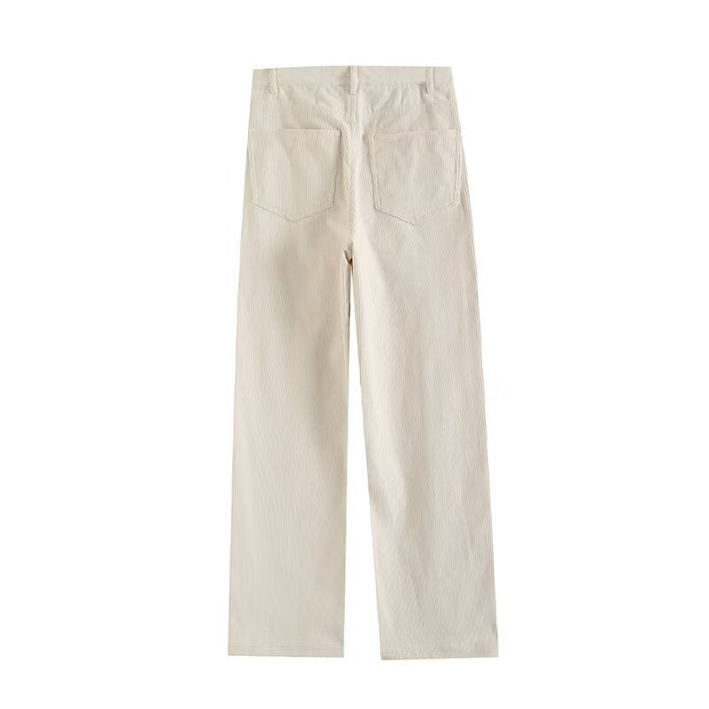 Snygga Byxor Dam Raka Ben Avslappnad Bomull-2