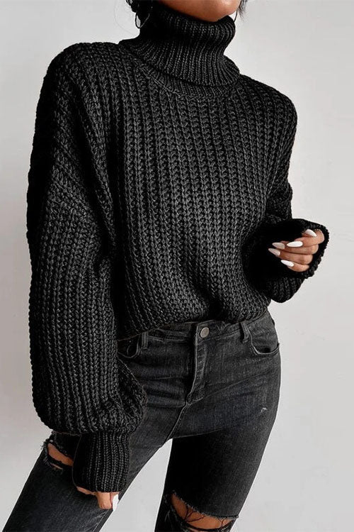 Dam Turtleneck Tröja Vadderad Akryl Elegant Minimalistisk Stil-5
