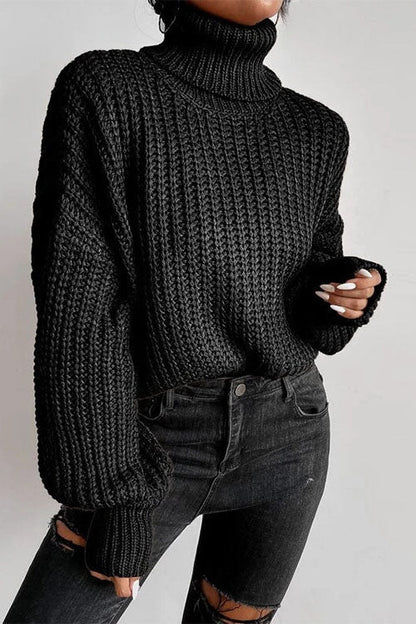Dam Turtleneck Tröja Vadderad Akryl Elegant Minimalistisk Stil-5
