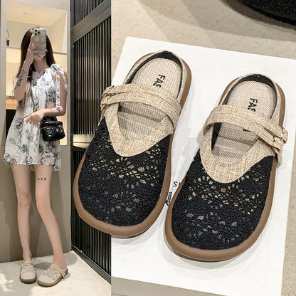 Dam Tofflor Blommig Design Mjuk Textil-3