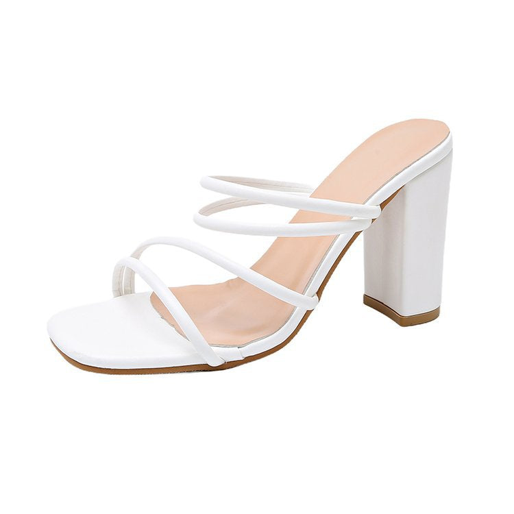 Damernas Höga Klackpantoletter Remdesign Syntetiskt Läder 7