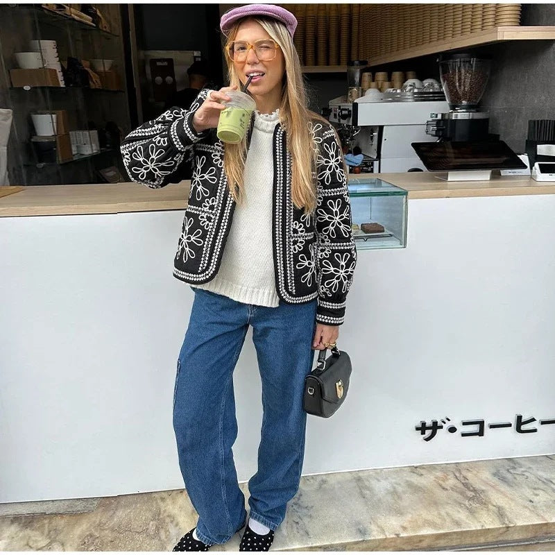 Damkjol Blommönster Elastiskt Midjeband Lätt Andningsbart Tyg-3