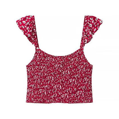 Blommig Damuppsättning med Crop Top och Midi Kjol – Andningsbart Tyg, Elastiskt Midjeband, Perfekt för Sommarutflykter 3