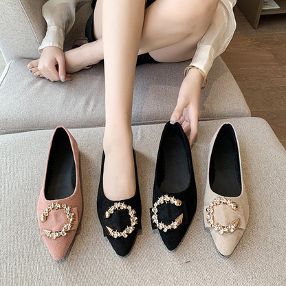 Kvinnor Ballerinaskor Lyxiga Smyckedetaljer Mocka-5