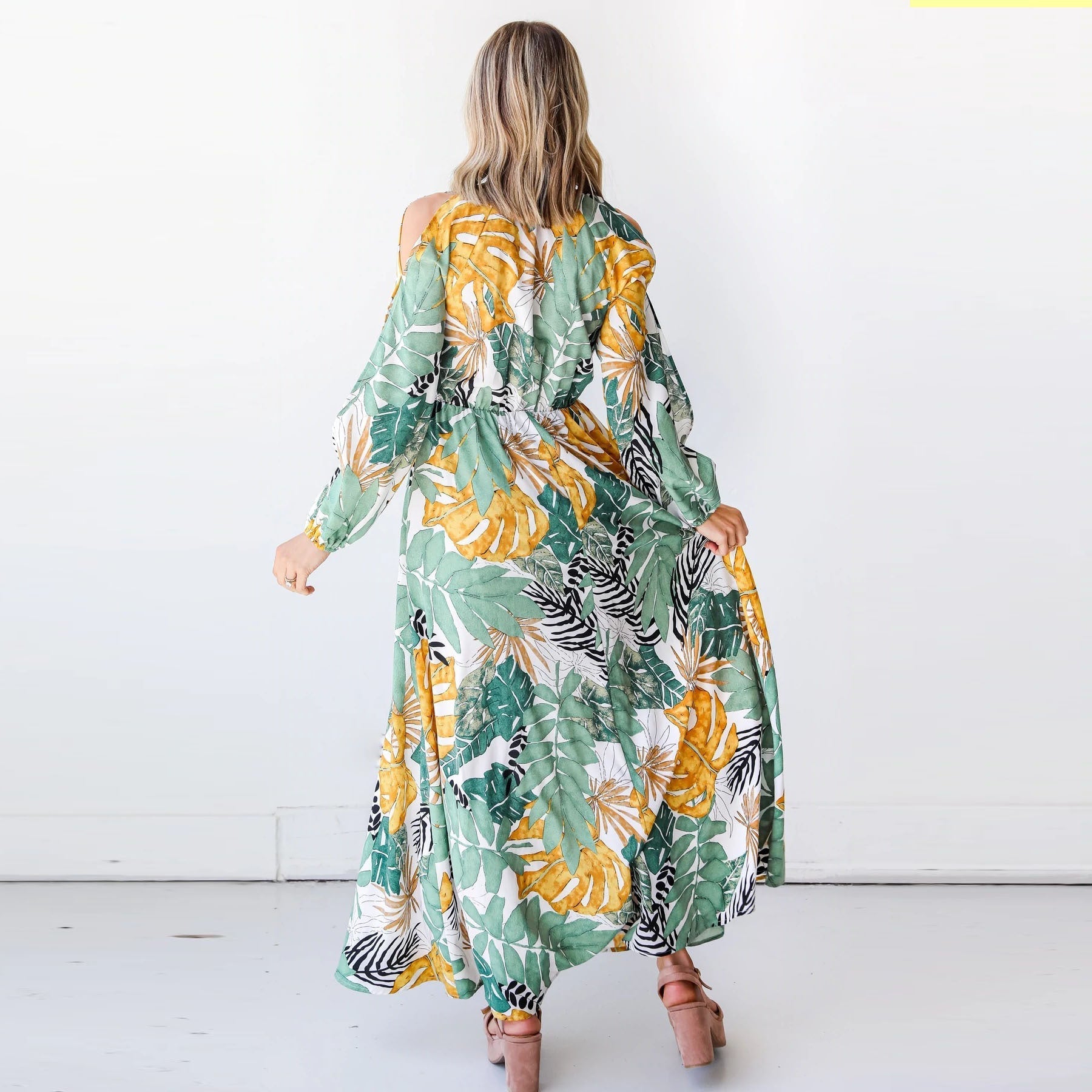 Kvinno Lång Klänning Bohemisk A-Linje Polyester-2