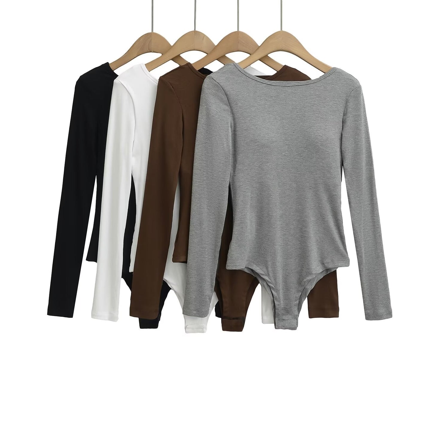 Långärmad Bodysuit för Kvinnor i Andningsbart Tyg – Elegant Design med Rund Halsringning, Smickrande Passform 2