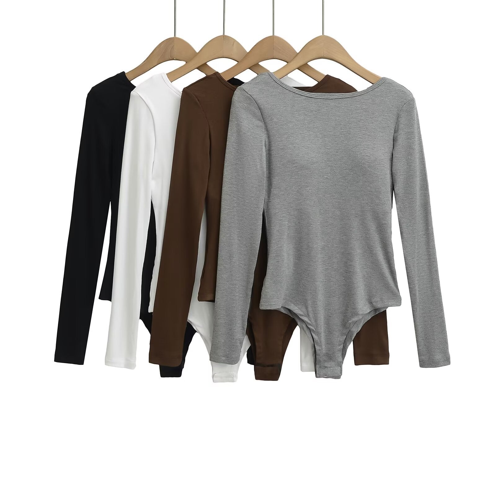 Långärmad Bodysuit för Kvinnor i Andningsbart Tyg – Elegant Design med Rund Halsringning, Smickrande Passform 2