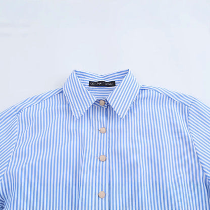 Herrskjorta Randig Silke med Knappdetaljer-2