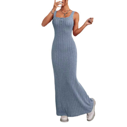 Damklänning A-Linje Midi Fyrkantig Halsringning Polyester-6