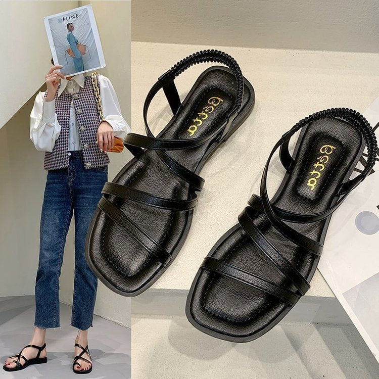 Kvinnors Platta Sandaler med Justerbara Remmar och Ergonomisk Fotbädd – Lätta och Bekväma För Sommaren 2