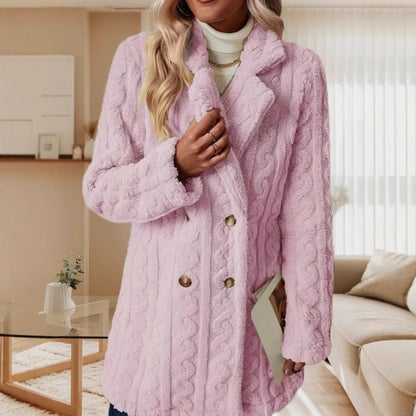 Dam Mid-Length Kappa Dubbelknäppt Högkvalitativt Tyg-2