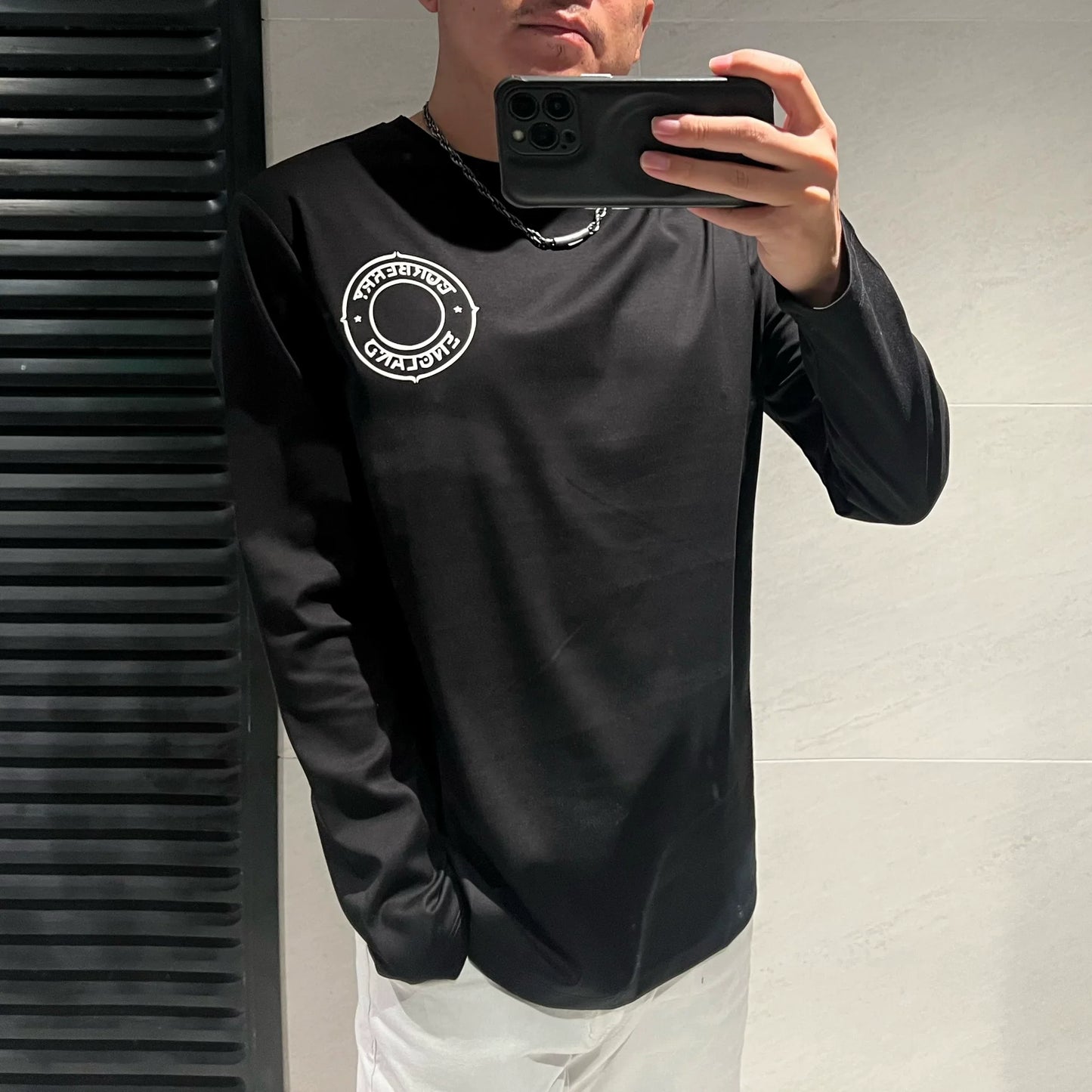 Herr Långärmad T-Shirt Rundhals 100% Bomull-1