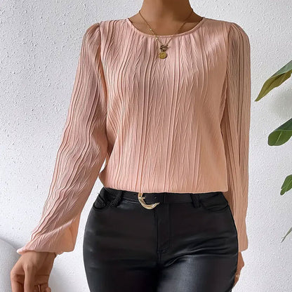 Damenbluse mit Ribdesign und Puffärmern – Leichtes, atmungsaktives Material für jeden Anlass, verschiedene Größen verfügbar 4