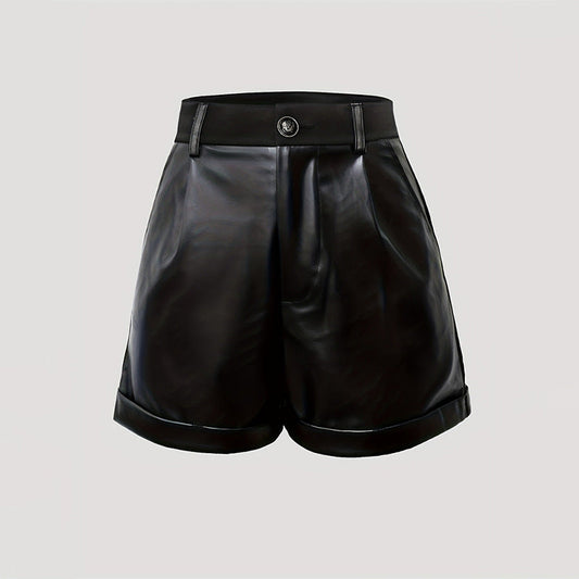Kvinnor Syntetiska Läder Shorts Klassisk Design 1