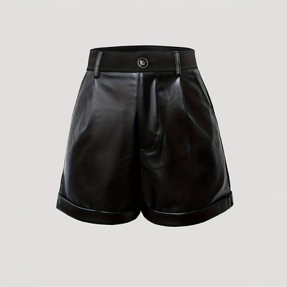 Kvinnor Syntetiska Läder Shorts Klassisk Design 7