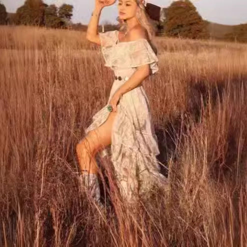 Damklänning Oregelbunden Lång Ärmlös Spandex med Plisseringar-3